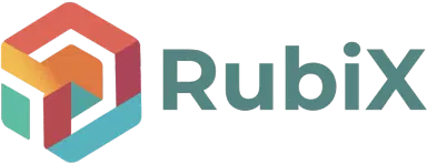 Rubix company logo with colorful geometric cube design on the left and text 'RubiX' on the right.